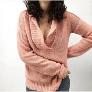 J Crew Dolce Shawl Collar Popover Sweater Blush Pink Mohair Blend Size Medium‎